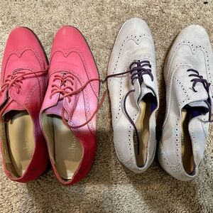 Cole Haan Fuchsia and Light Gray Wingtip Oxfords